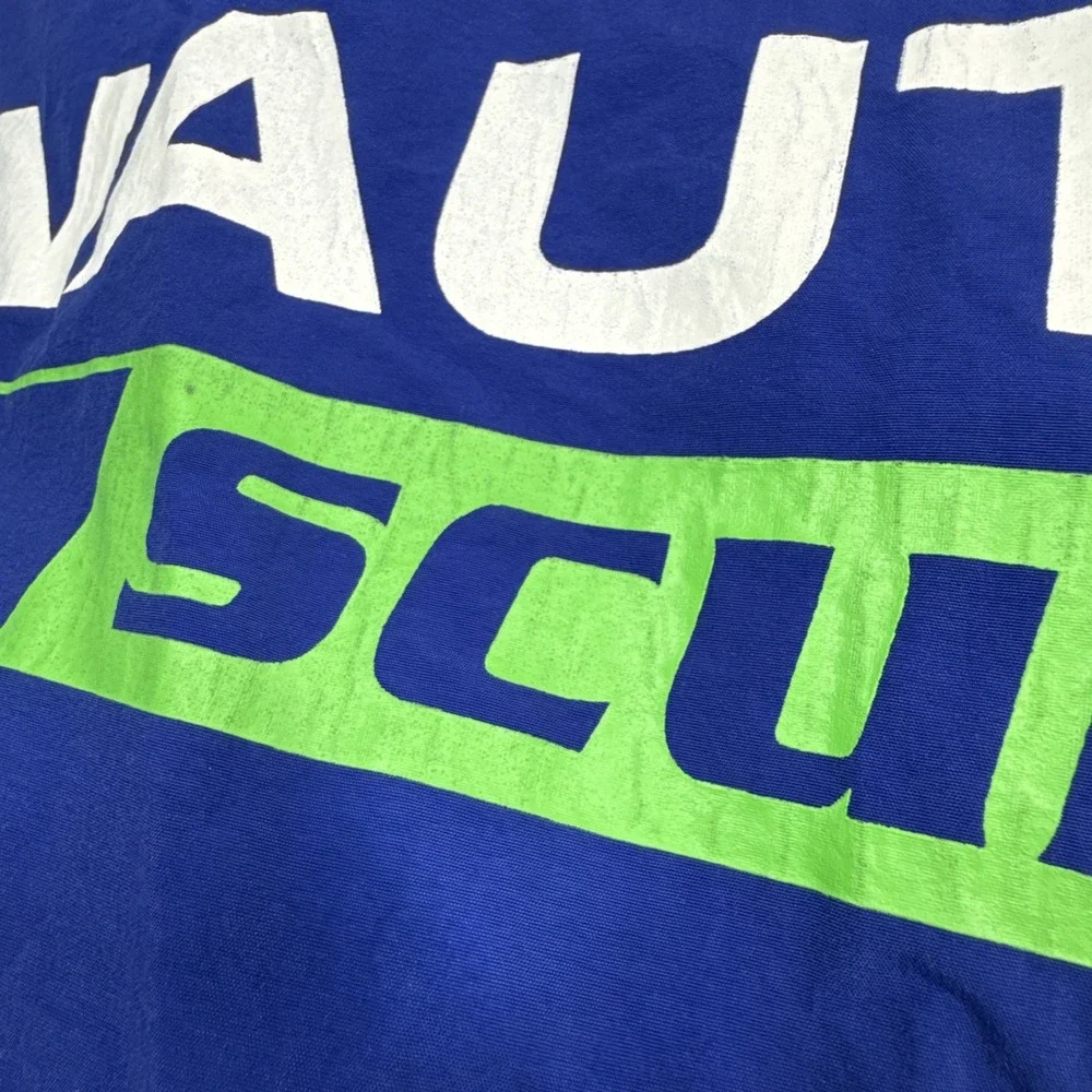 Vintage Nautica Scuba Windbreaker Jacket Men XL Blue Neoprene Collar Cuffs 90s